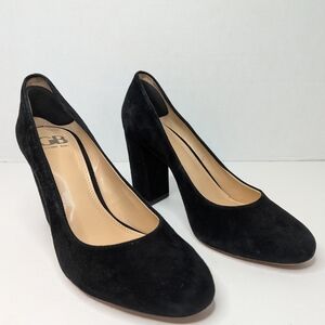 Gianni Bini Black Suede Block Heel Round Toe Women's Size 7